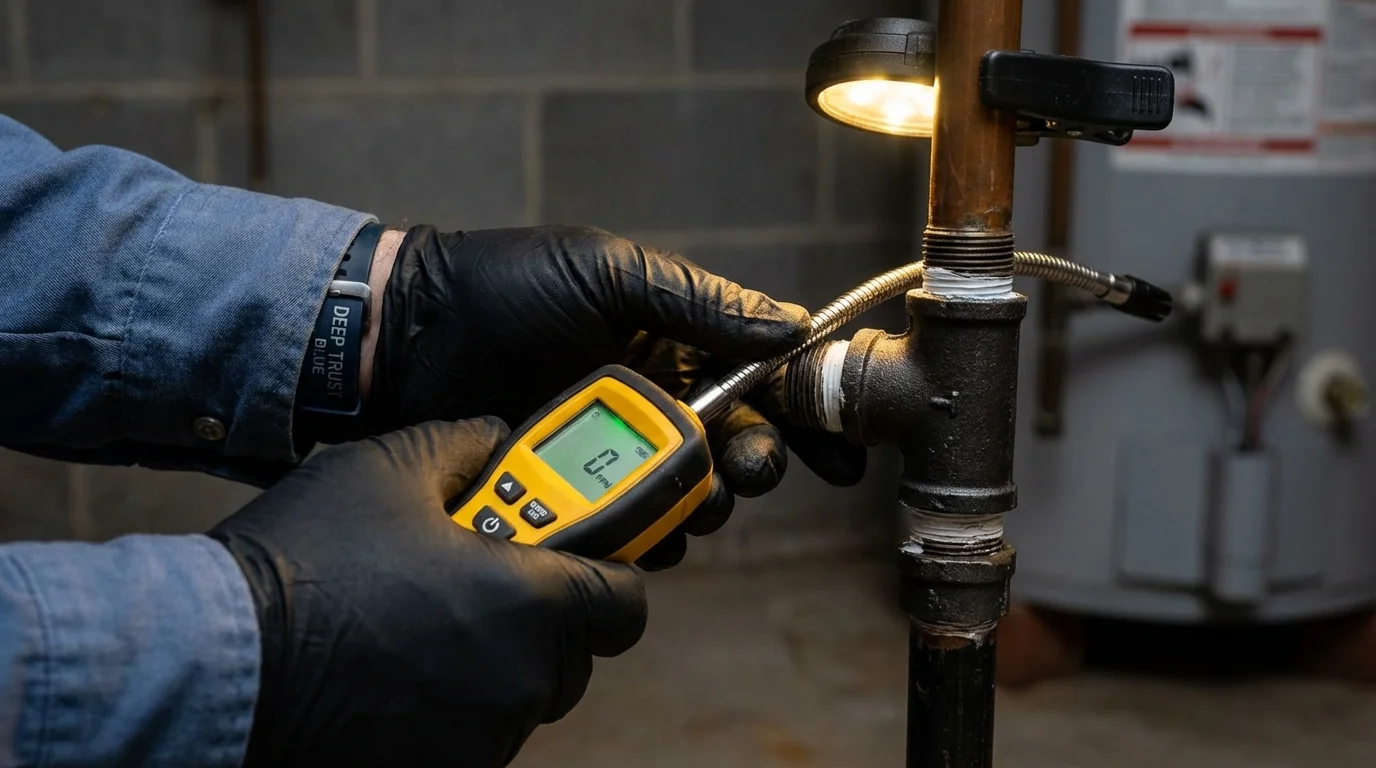 Gas leak detection with electronic sniffer by Johns Plumbing LLC in Sulphur