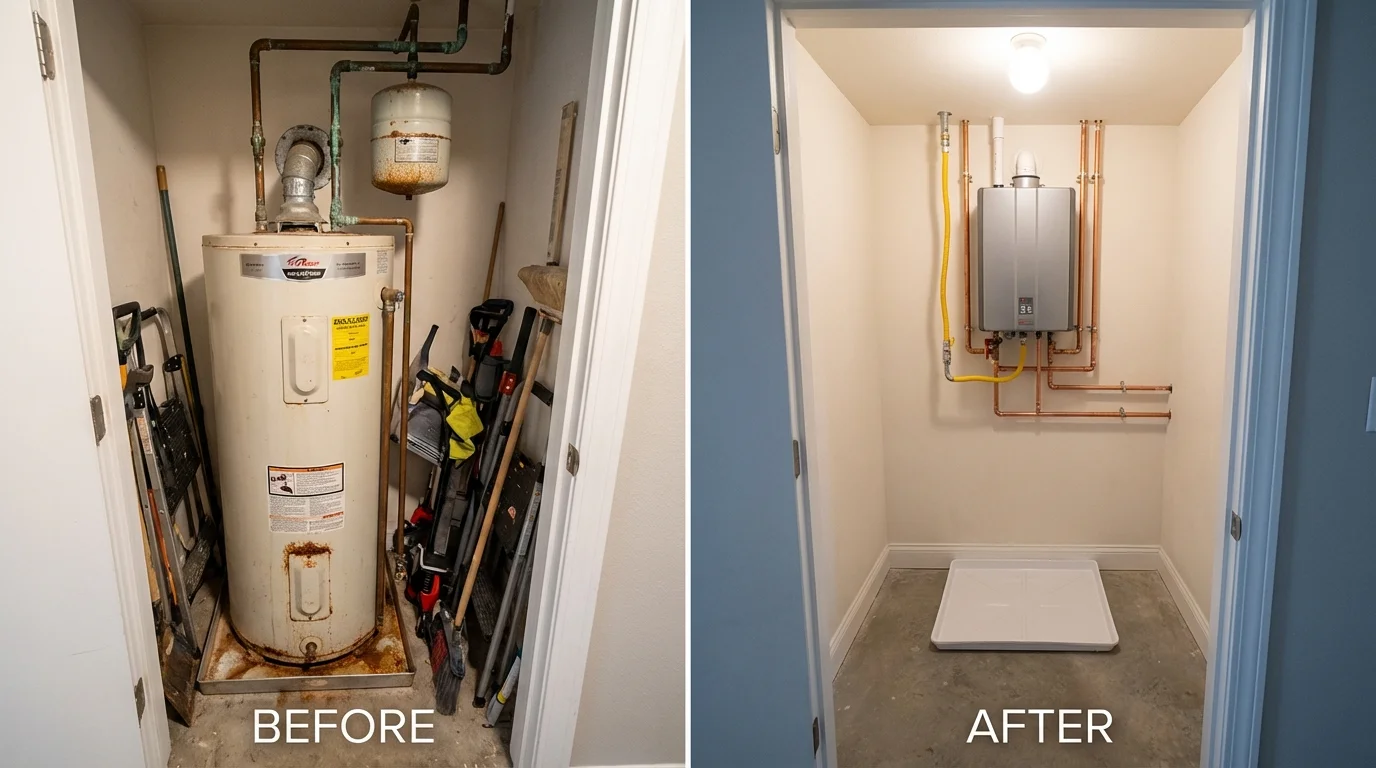 Tank water heater versus wall-mounted tankless unit comparison for Sulphur, LA homeowners